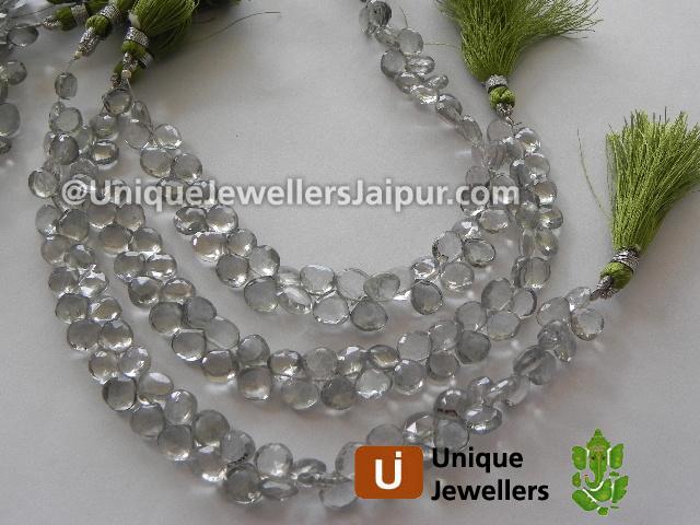 Green Apetite Quartz Faceted Heart Beads